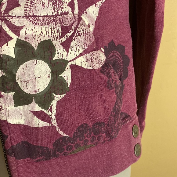 ROXY Medium FULL ZIP HOODIE snap hem Roxy tags polka-dot lined hoodie - Picture 11 of 14